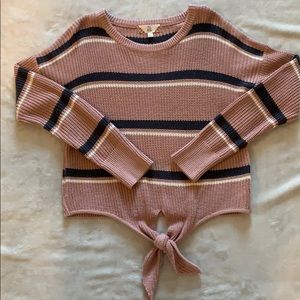 Pink Rose Cropped Tied Sweater